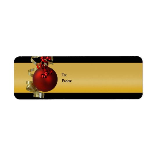 O presente dos enfeites de natal etiqueta o ouro d etiqueta endereço de retorno