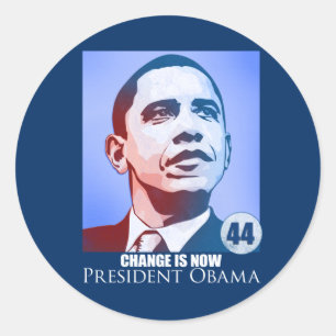 O presidente Obama, mudança é agora etiqueta