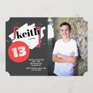 O preto com vermelho detalha o convite horizontal