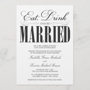 O preto come, bebida & seja convite Wedding casado