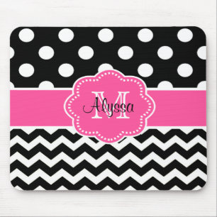 O preto cor-de-rosa pontilha Mousepad