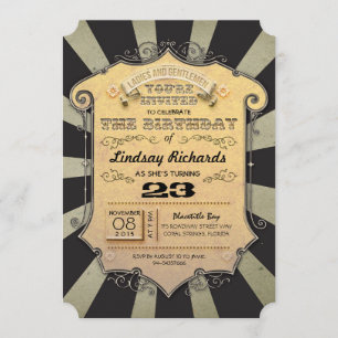 o preto listra convites de festas de aniversários