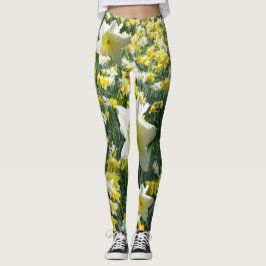 O primavera dos Daffodils floresce Legging branco