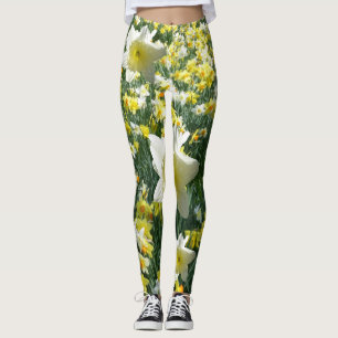 O primavera dos Daffodils floresce Legging branco