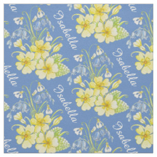 O primavera floresce o desenho e o tecido azul