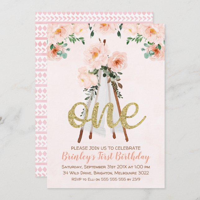 O primeiro convite de aniversário da BohoTribal (Frente/Verso)