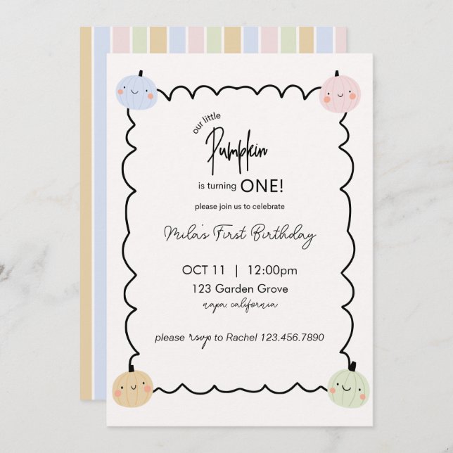 O Primeiro Convite de Aniversário do Nosso Pequeno (Frente/Verso)