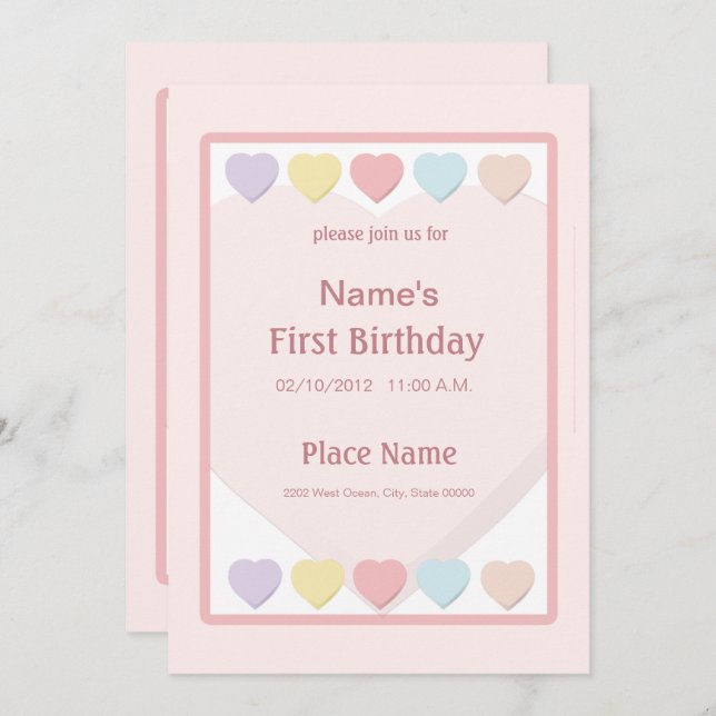 O primeiro convite para crianças de aniversário (Frente/Verso)