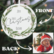 O Primeiro Natal Mistletoe Wreath e a Foto do Bebê