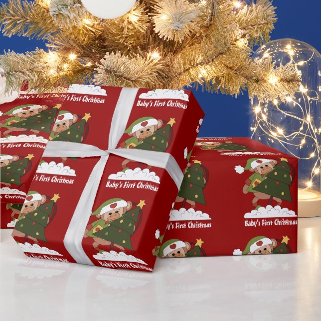 O primeiro papel de embrulho de Natal do bebê (Feriados)