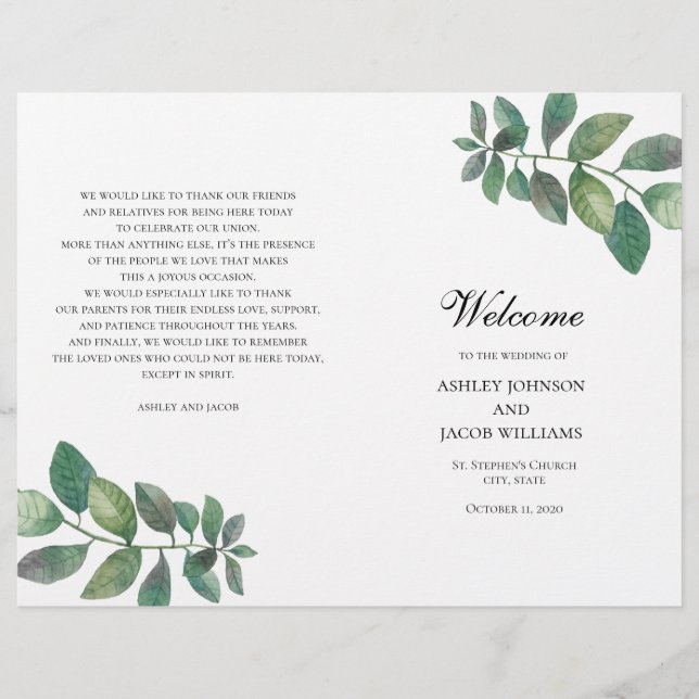 O programa de casamento de verão dobrou. Folhas ve (Frente)