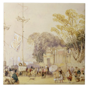 O quadrado da vila na baía de Hong Kong, chapeia