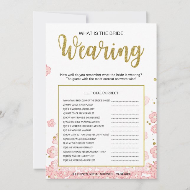 O que a Noiva Está Vestindo Jogo | Dourado e Rosa (Frente)