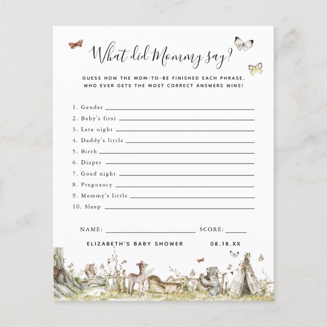 O que as Mamães disseram | Jogo Chá de fraldas (Frente)