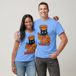O quê?" Camiseta de Gato de Chef Spooky para Adult