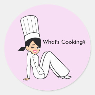 "O que está cozinhando?" Etiqueta com ilustraçã