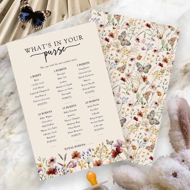 O Que Está na Sua Bolsa Bebê Jogo (Boho Wildflower What's In Your Purse Baby Game by Painted Paperie
)