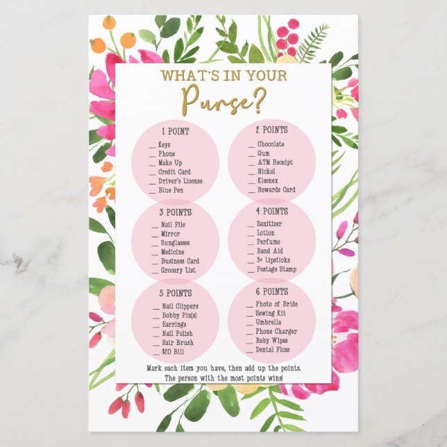 O que está na sua bolsa Jogo de Chuveiro, Chá de N (Frente)