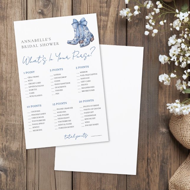 O Que Está na Sua Bolsa Jogo para Chá de Noiva (What's In Your Purse Bridal Shower Game)