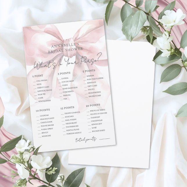 O Que Está na Sua Bolsa Jogo para Chá de Noiva (What's In Your Purse Bridal Shower Game)