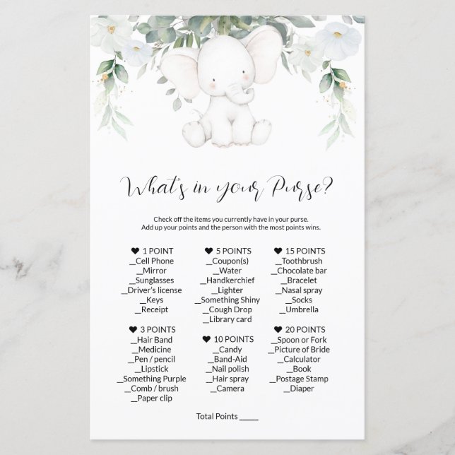 O que há em seus jogos de Chá de fraldas de jogos (Frente)