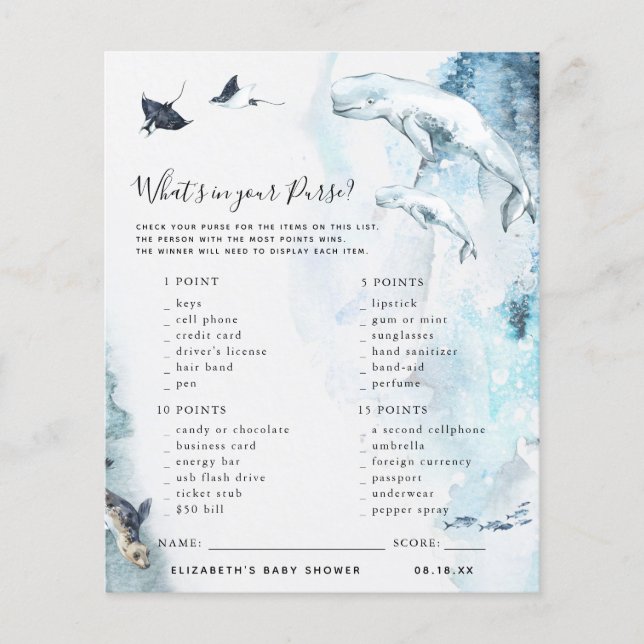 O que há na sua bolsa? | Jogo Chá de fraldas (Frente)