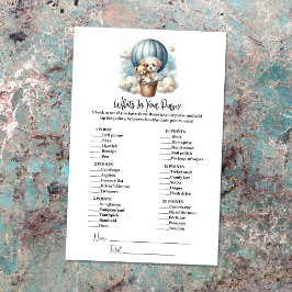 O que há no seu cartão de jogo de Chá de fraldas