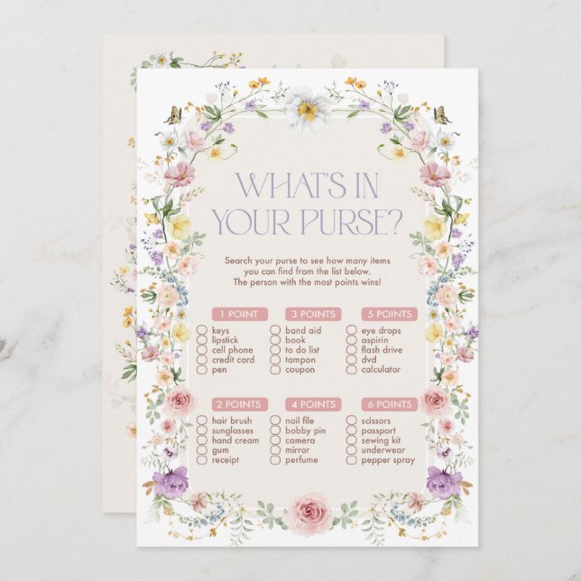 O que há no seu cartão de jogo de Chá de panela (Frente/Verso)