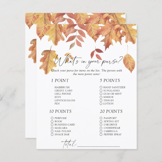 O que há no seu jogo de bolsa? (Frente/Verso)