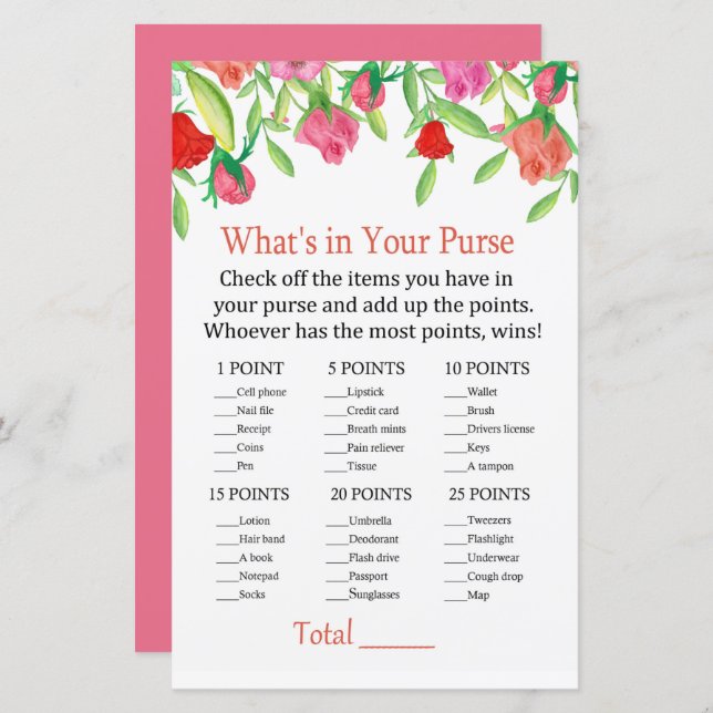 O que há no seu jogo de bolsa? (Frente/Verso)