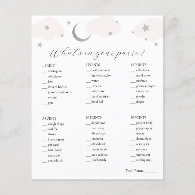 O que há no seu jogo de Chá de fraldas (Frente)