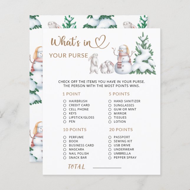 O que há no seu jogo de chá de fraldas de inverno (Frente/Verso)