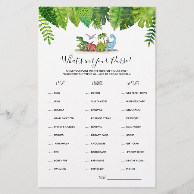 O que há no seu jogo de Chá de fraldas do Dinossau (Frente)