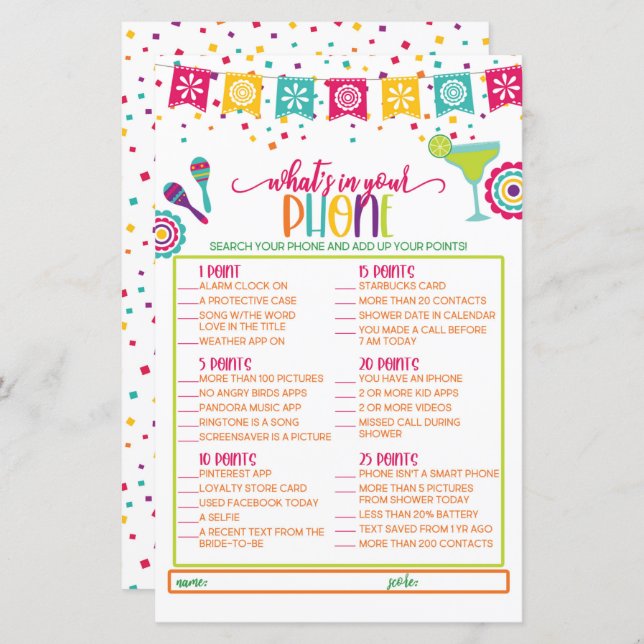 O que há no seu jogo de telefone - Fiesta WH (Frente/Verso)