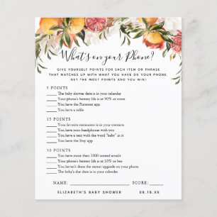 O que há no seu telefone Jogo Chá de fraldas