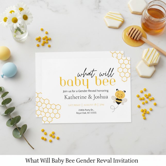 O Que Irá O Gênero Do Bebê Revelar Convite (What Will Baby Bee Gender Reveal Invitation)