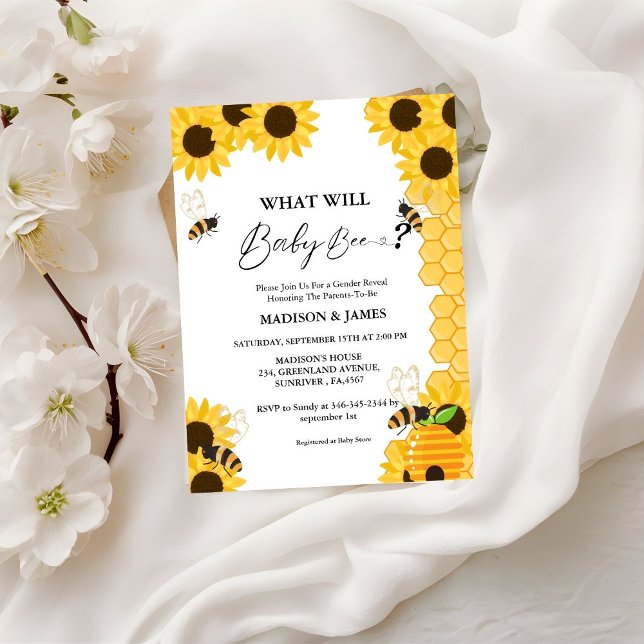 O que o gênero de abelha vai revelar convite (Criador carregado)