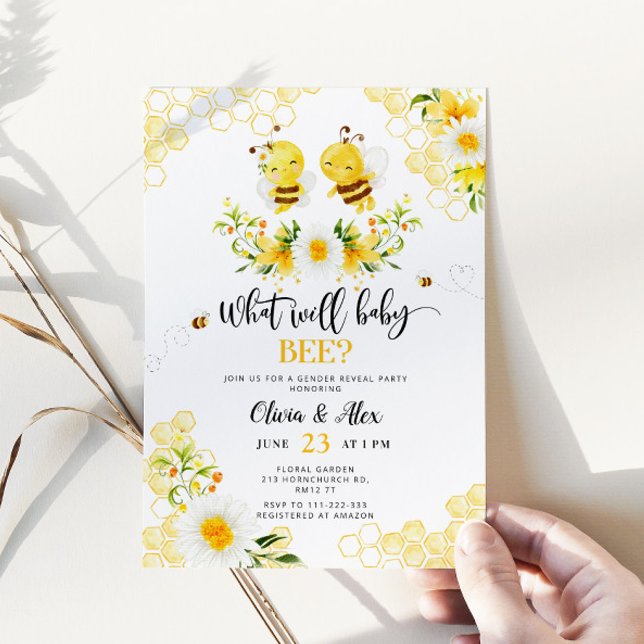 O que o gênero de abelha vai revelar convite (Criador carregado)