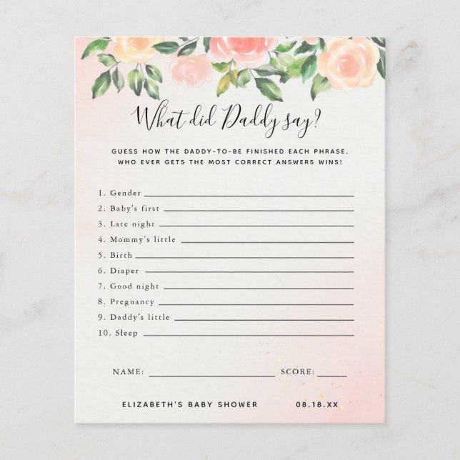 O que o Pai disse | Jogo Chá de fraldas (Frente)