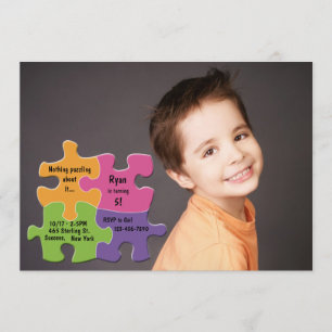 O quebra-cabeça remenda o convite da foto