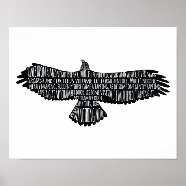 O Raven por Edgar Allan Poe Typografia Poster (Frente)