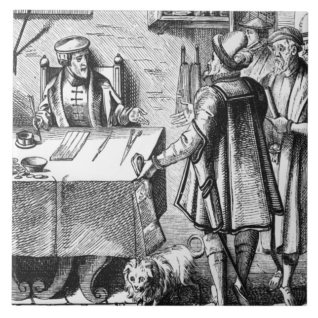 O receptor dos impostos, após um woodcut 'no uso (Frente)