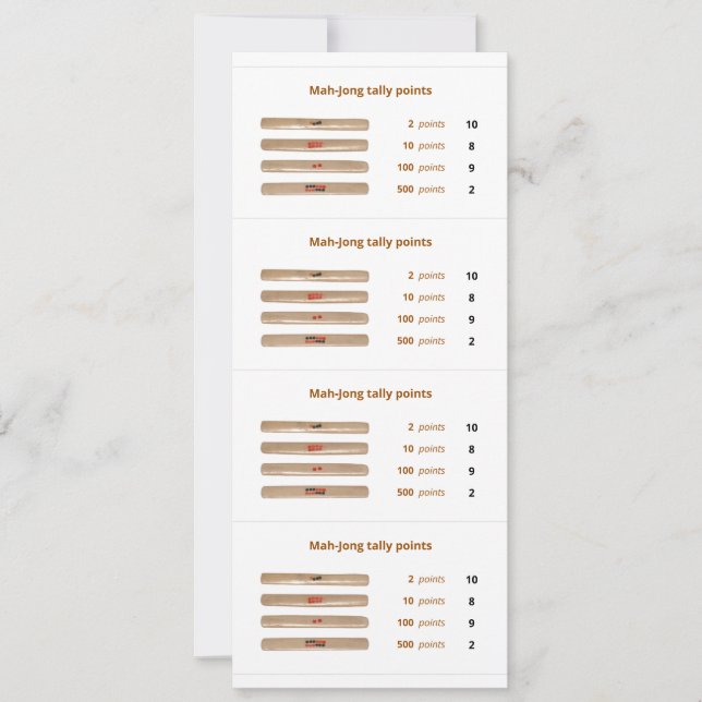 O registro Mah-Jong aponta o cartão - 1 (Frente)