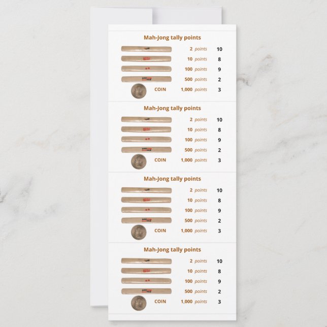 O registro Mah-Jong aponta o cartão - 1 (com (Frente)