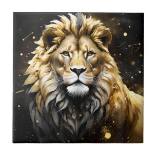 O Rei: Leão Masculino Majestoso Dourado E Cinza,