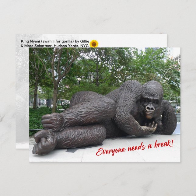 O Rei Nyani faz uma pausa. NYC - Cartão postal H (Frente/Verso)