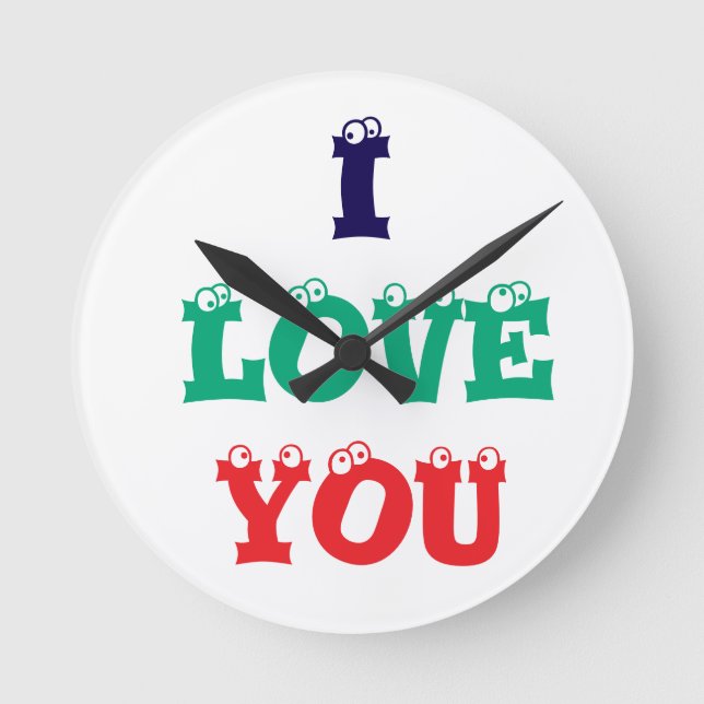 O relógio de parede impresso eu te amo itens impre (Frente)