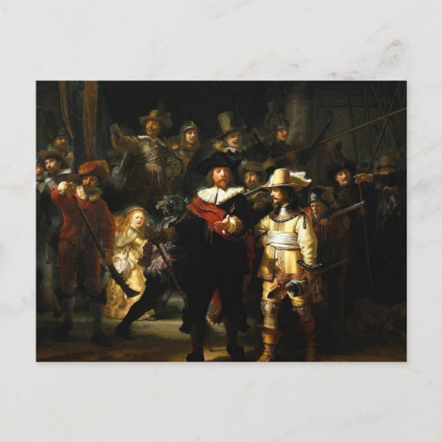 O Ronda Noturna de Rembrandt Cartão Postal (Frente)