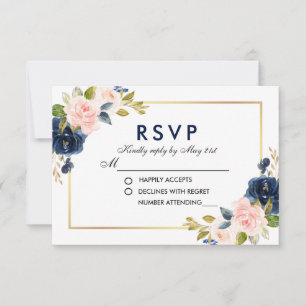 O rosa cora RSVP Wedding floral azul