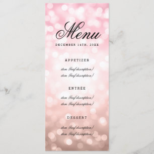 O rosa do menu do casamento cora luzes cor-de-rosa